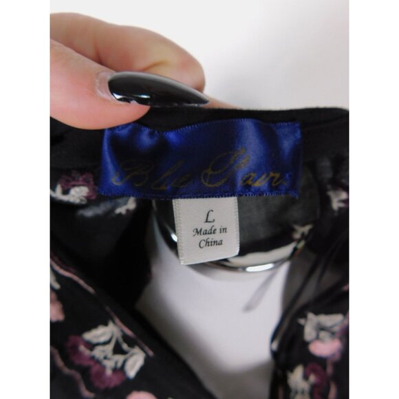 Blue Rain Embroidered Wrap Blouse L Boho Cottagecore Francesca's - Picture 3 of 12